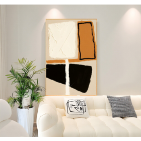 Modern Abstract Textured Wall Art Orange Black Geometric Canvas Print Minimalist Living Room Bedroom Home Decor