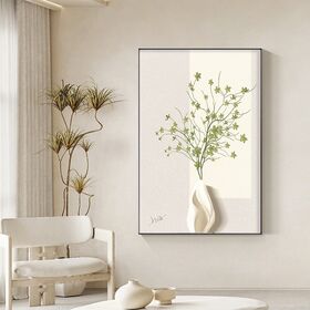Nordic Style Green Plant Wall Art Vertical Canvas Minimalist Vase Pattern Home Decor Living Room Bedroom Entryway