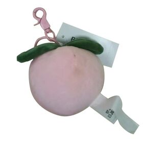 Porte-clés pelucheux durable en forme de pêche chaude, 94,6% polyester, 5,4% élasthanne tissé, très demandé