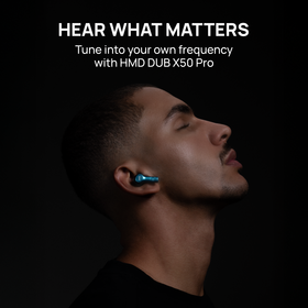 Fones de Ouvido TWS HMD DUB X50 Pro Hi-fi DSP ANC/ENC com 60H de Tempo de Reprodução para Android/iOS, Assistente de Voz AI ENC Siri e Google, Baixa Latência