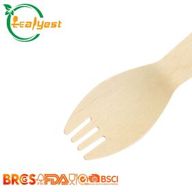 Natural abedul madera bebé Spork 92mm desechables cubiertos biodegradables para restaurante, fiesta y camping