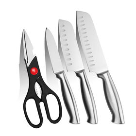 High Quality 4- piece Stainless Steel Kitchen Knife Set Hollow Handle Knife Set with Kitchen Scissors