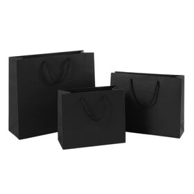 Black Card Paper Bag Custom Printed Logo Shopping Paper Bags Luxury Clothing Packaging Gift Carrier Bag
