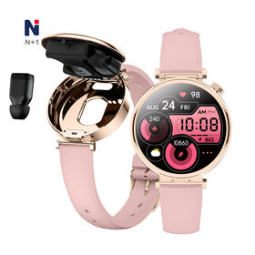 Montre connectée 2-en-1 pour femmes avec écran AMOLED ultra-fin et tendance, modèle NMS07, avec fonction d'appel, de santé et d'exercice
