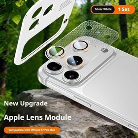 Protector de Lente 2 en 1 para iPhone 2026, Marco de Acero Inoxidable PVD, 9H Anti-Impacto, AR Anti-Huellas para iPhone 17 Pro