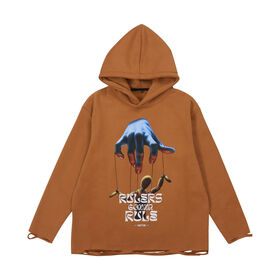 Commerce de gros impression Cut Edge ourlet brut personnalisé Hoodie pour les hommes