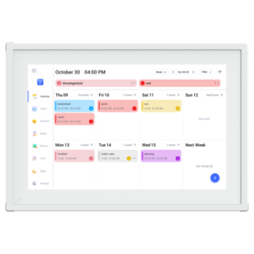 Calendario Digital Blanco de 10.1" para Horarios Familiares/Oficina - 16GB con Gestión de Eventos, Tareas, Recompensas y Listas de Pendientes
