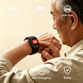 Reloj Inteligente 4G con Llamada SOS para Mayores - Seguridad Interior y Exterior, Llamada Bidireccional, Monitor de Ritmo Cardíaco