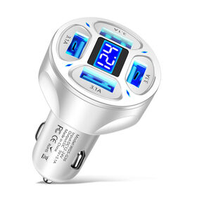 Factory Wholesale 66W 3Port USB Type-C Digital Display Car Charger Supports Super Fast Charging with Bamboo & Gan Materials