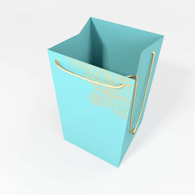 OEM Luxury Custom Printed Blue Small Clothing & Jewelry Shopping Gift Packaging Laminated Paper Bag with Logo & Hot Stamping