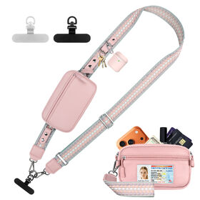 Handy mit Geldbörse, verstellbares Crossbody-Handy-Lanyard und diebstahlsichere Ledergeldbörse mit RFID-Reißverschlusstasche für Reisen und Alltag