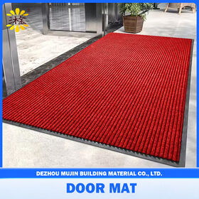 Tapis d'entrée antidérapant de haute qualité pour l'intérieur et l'extérieur, lavable, polyester, double nervure rayée, idéal pour la porte d'entrée.