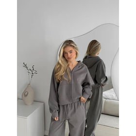 Femmes Printemps Imprimer Zip Hoodie Survêtement Casual Lâche Sweat Cordon Pantalon 2 Pièces Ensemble OEM Personnalisé Loungewear