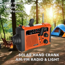 Yasu Multi-functional Outdoor Emergency Radio AM/FM Hand Crank Dynamo LED Flashlight USB Charging Orange 2000mAh Power Bank