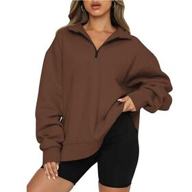 Sweatshirts Oversize d'Hiver pour Femmes avec Imprimé - Mode Hoodies, Pullover à Demi-Fermeture Éclair, Chemises à Manches Longues avec Logo Avant, Vêtements et Tenues