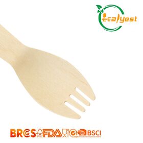 92 mm Ecológico Más Vendido Desechable Tenedor de Madera Biodegradable de Abedul Cubiertos Naturales Cuchillo Cuchara Tenedor