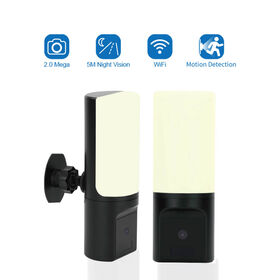 Cámara de Lámpara de Pared 1080P WiFi con Giro de 300 Grados, Audio Bidireccional y Detección de Movimiento para Seguridad Interior