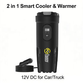 Cangkir Mobil Pintar Portabel 12V DC, Pendingin & Penghangat 2 in 1, Wadah Minuman Termoelektrik untuk Luar Ruangan