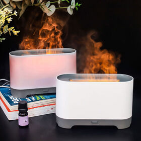 Fábrica de llama Aroma difusor humidificador con 7 colores de luz LED USB Powered difusor de aceite esencial para bienestar Aroma decoración del hogar