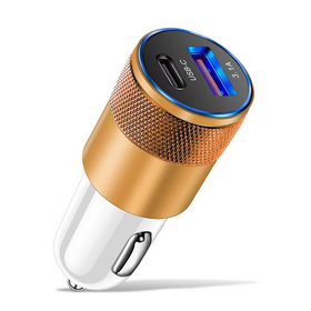 Factory Custom 15W Fast Charging 2-port USB Car Charger Light up Quick Charge 3.0 Type C Fast Charging Phone Adapter