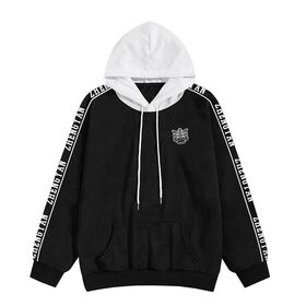 Großhandel 100% Baumwolle Schwarz und Weiß Hoodie Logo Streetwear Herren Hoodies