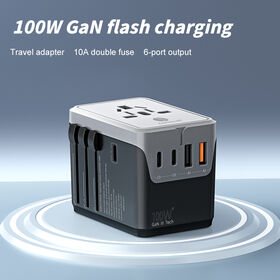 OEM&ODM customized Universal Travel Adapter Gan 100W 3 Type-C 2USB-A Output Fast charging for UK EU US AUS Travel Use