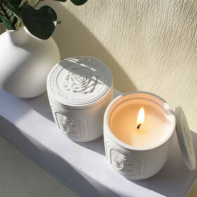 Fábrica tallada en el hogar fragancia vela de cera de soja natural Vela de lujo personalizada imagen tallada taza de yeso vela perfumada al por mayor