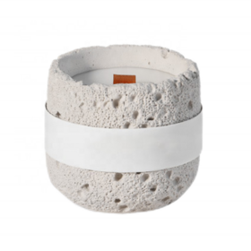 Nuevo lujo creativo logotipo de yeso de soja personalizada vela de cera de madera de estaño mecha taza de yeso velas perfumadas con paquete blanco