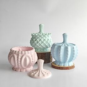 Fábrica de encargo de los aros del yeso colorido emboss Jar velas de cera de soja velas hechas a mano del yeso para la decoración de lujo