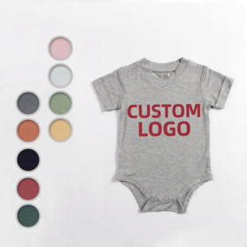 Freshman Infant and Toddler Exquisite Printed Pattern V-neck Short Sleeved Jumpsuit for Summer