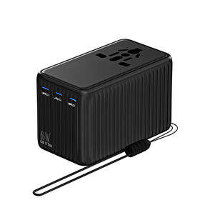 Adaptador de Viaje Universal GaN de 65W Todo en Uno para Todo el Mundo con 2 Puertos USB para EE. UU., UE, Reino Unido, AU, Asia