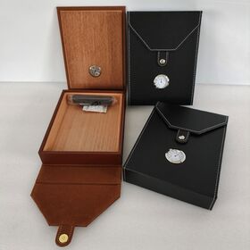 Proveedor Vertical Cadena de Suministro Fabricante de Humidor de Cedro - Humidor Portátil de Cuero Negro - Humidor de Viaje Fácil de Llevar con Higrómetro