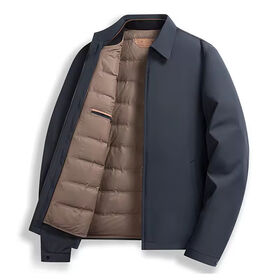Chaqueta de plumón para hombre de invierno, cortavientos, con forro interior desmontable, tejida, cálida, de color liso, informal para hombre