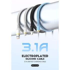 3.1A somostel كابل شحن سريع من السيليكون عالي التيار ، ناعم مثل جلد الطفل ، خالي من الشبك للاستخدام على المدى الطويل