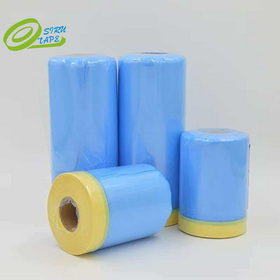 Aoma Blue Pre- Tape Masking Film &covering film with Tape for Auto Spray Paint Protection