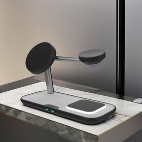 Al por mayor logotipo personalizado teléfono móvil de escritorio portátil 15w carga rápida 3 en 1 soporte de cargador inalámbrico magnético para teléfono celular
