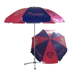 Oversized Colorblock Beach Umbrella with UV Protection 2M Diameter Portable Parasol for Camping and Sunshade
