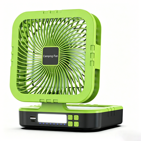 Solar Rechargeable Portable Square Fan with Adjustable Wind Speed for Camping & Office Outdoor Portable Camping Fan (Green)