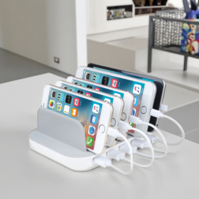 Station de recharge USB multiple de haute qualité pour bureau, 5 ports, charge rapide publique pour aéroport, portable, pour téléphones portables et appareils multiples