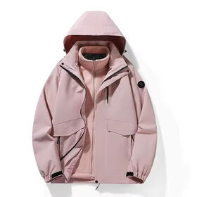 Warm Couple 3 in 1 Jacket Detachable Hooded Windproof Thermal Coat with Fleece Liner for Hiking Camping Winter Outdoor