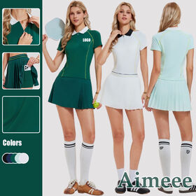 Ensemble de Sport : Jupe Plissée Courte et Polo de Golf pour Tenue de Gym et de Tennis
