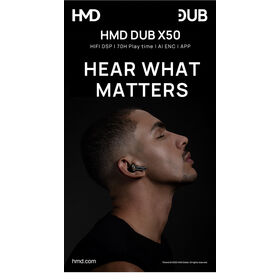Écouteurs TWS HMD DUB X50 Hi-fi DSP ENC avec 70H d'Autonomie pour Android/iOS, Assistant Vocal AI ENC Siri et Google, Faible Latence