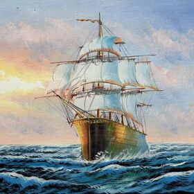 Hand-Painted Sailboat Oil Painting 30x40cm Handmade Original Nautical Seascape Oil Painting Wall Art by ChenFu, Painting Core Only
