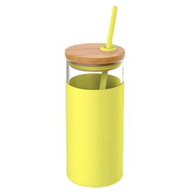 Chrome silicate wide-mouth bamboo lid poly silicone insulated cup, polypropylene straw, leak-proof, large-capacity milk tea bottle
