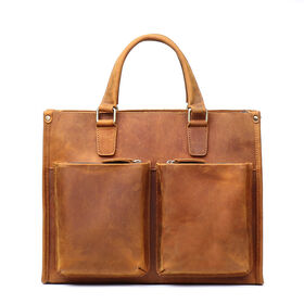 Sacoche d'ordinateur en cuir, style rétro décontracté, sac à bandoulière unique et mallette portable à main