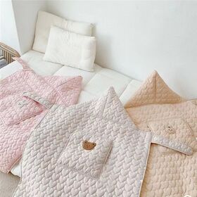 Kantong Tidur Bayi Berkerudung, Bordir Kartun Hati Quilted, Kantong Bunting Hangat untuk Balita