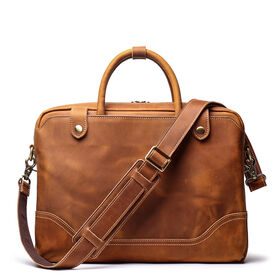 Maletín de cuero estilo retro y ocio para ordenador, bolso de hombro individual, bolso cruzado, bolso de mano, maletín