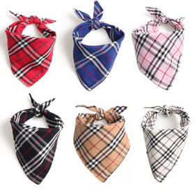 Fournisseur OEM de Bandanas Personnalisés pour Animaux de Compagnie, Double Couche, Style Écossais Britannique, Bavette Réglable pour Chien