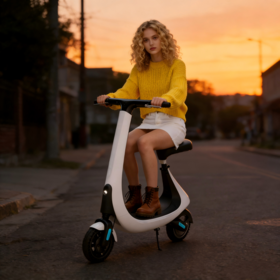 Elegante 2 rodas sentado Scooter elétrico | 400W Brushless Motor, 25km de alcance, leve e dobrável Commuter E-Scooter para adultos