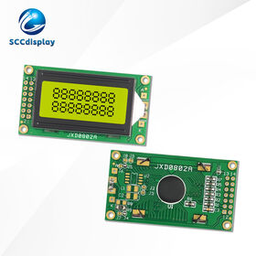 شاشة LCD أحادية اللون بمنفذ متوازي بدرجة حرارة واسعة JXD0802A STN أصفر موجب صناعي 8x2 وحدة عرض LCM بنقطة مصفوفة